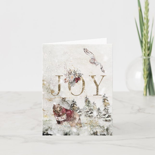 Christmas joy letterpress thank you card (Front)