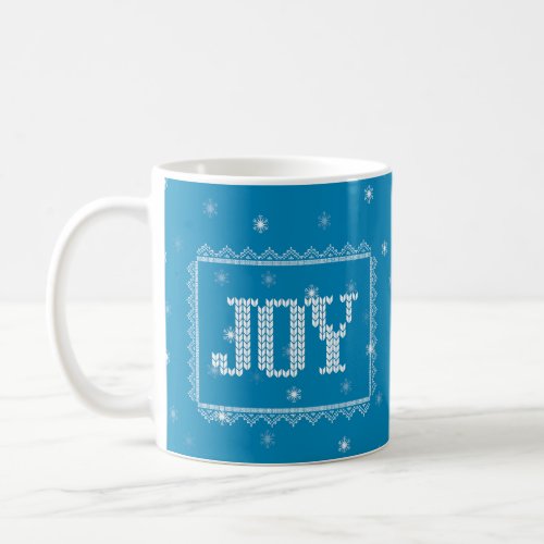 Christmas JOY _ Light Blue and Snowflakes Coffee Mug