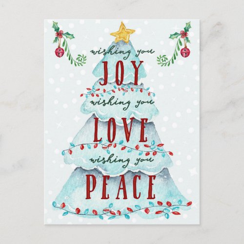 Christmas Joy Love and Peace Postcard