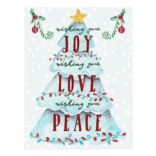 Christmas Joy Love and Peace Postcard  Zazzle.com