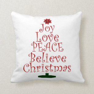 Christmas Joy Love Peace Believe Throw Pillow