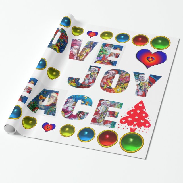 CHRISTMAS JOY LOVE PEACE WRAPPING PAPER (Unrolled)