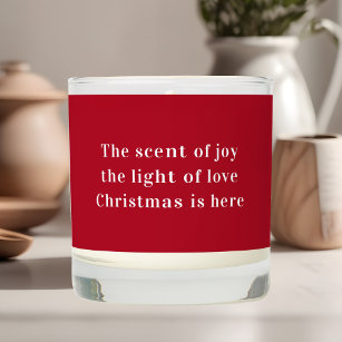 Christmas Joy Love Quote Red Scented Candle