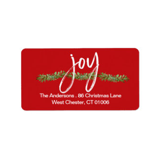 Christmas Joy Modern Script Return Address Label