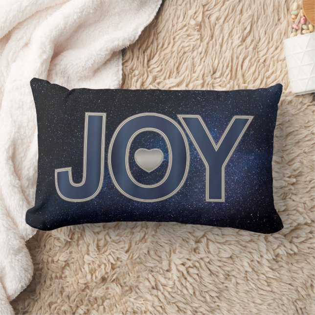 Christmas Joy - Navy Blue Lumbar Pillow (Blanket)