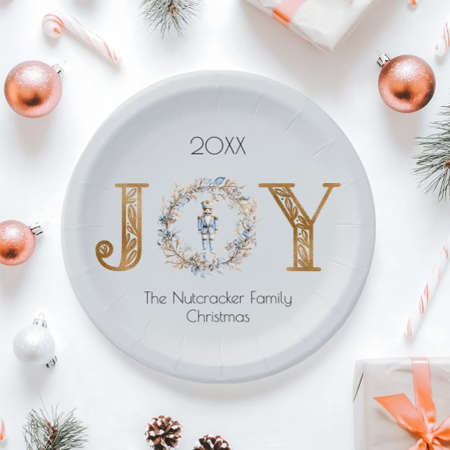 Christmas Joy Nutcracker Watercolor Paper Plates (Creator Uploaded)