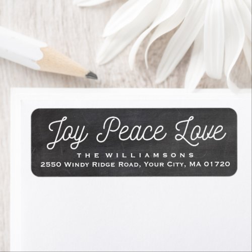 Christmas Joy Peace Love Custom Chalkboard Label