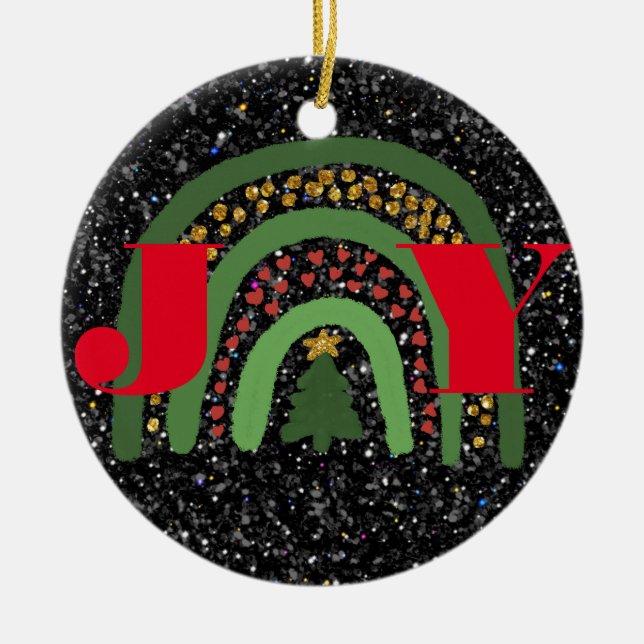  Christmas Joy personalize minimalist elegant Ceramic Ornament (Front)