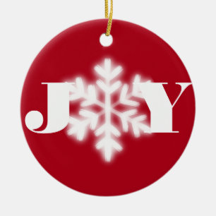 Christmas Joy personalize minimalist elegant snow Ceramic Ornament