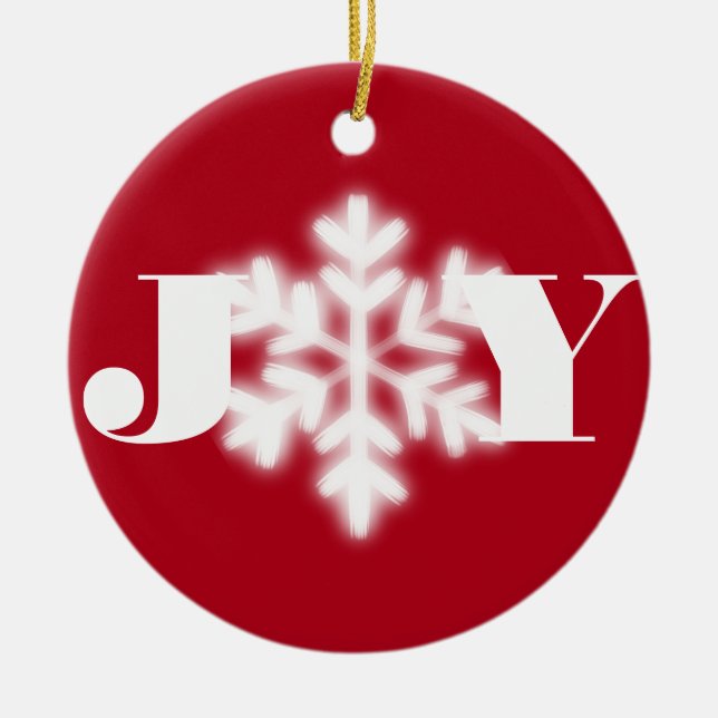  Christmas Joy personalize minimalist elegant snow Ceramic Ornament (Front)