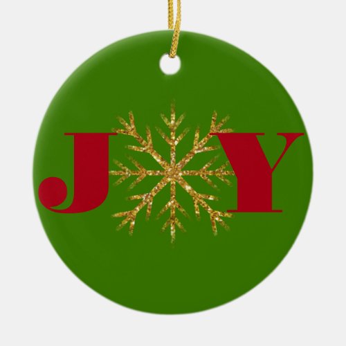  Christmas Joy personalize minimalist elegant snow Ceramic Ornament