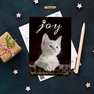 Christmas Joy | Pet Photo Real Foil Holiday Postcard