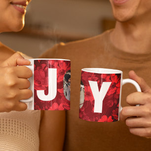 Christmas Joy Photo Beautiful Red Floral Coffee Mug