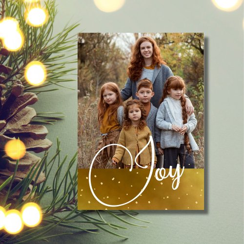 Christmas Joy Photo Gold  Holiday Card