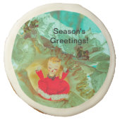 Christmas Joy pretty red party angel cherub. Sugar Cookie (Front)
