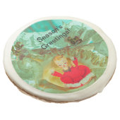 Christmas Joy pretty red party angel cherub. Sugar Cookie (Angled)