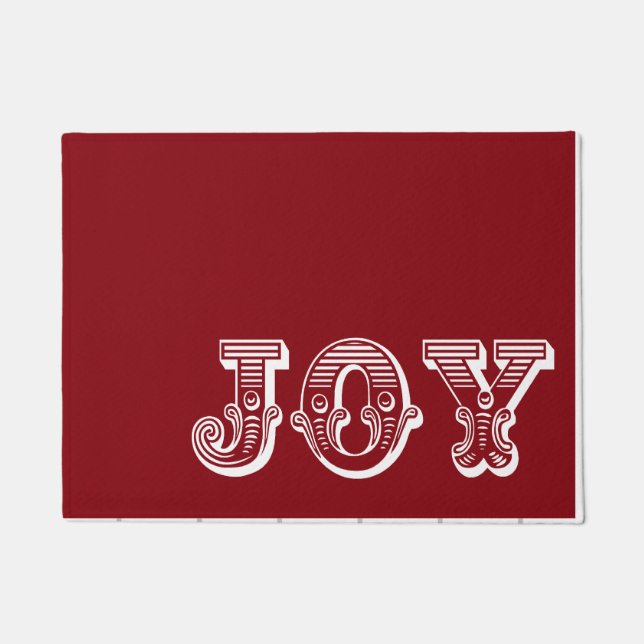 Christmas Joy Red Background Holiday Doormat (Front)