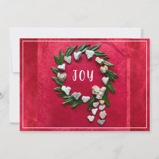 Christmas Joy Red/White Wreath Flat Holiday Card