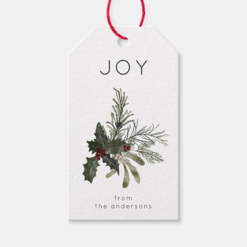 Christmas Joy Rustic Greenery Gift Tags