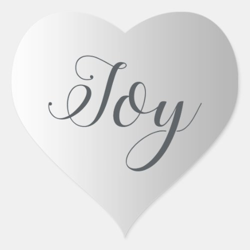 Christmas Joy Shiny Silver Ombre Heart Sticker
