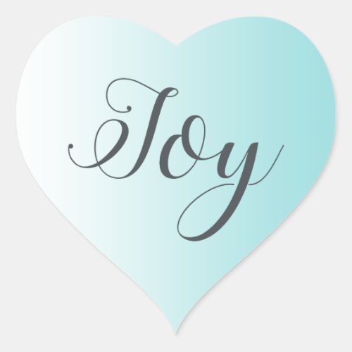 Christmas Joy Shiny Turquoise Blue Ombre Heart Sticker