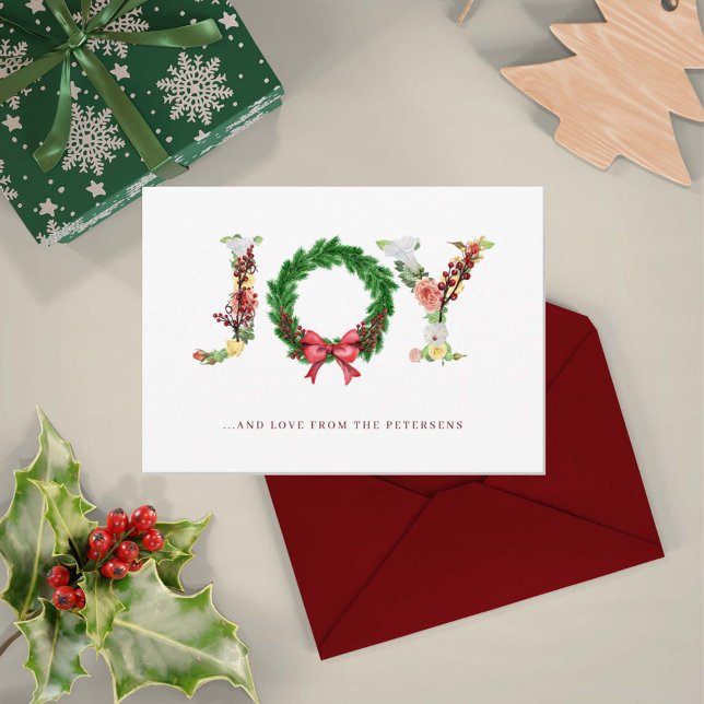 Christmas joy simple elegant traditional holiday card (Creator Uploaded)