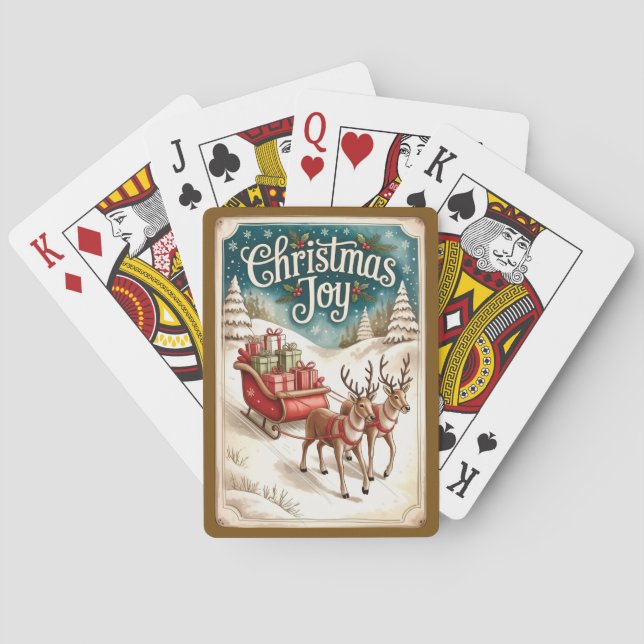 Christmas Joy Sleigh & Winter Scene Poker Cards (Back)