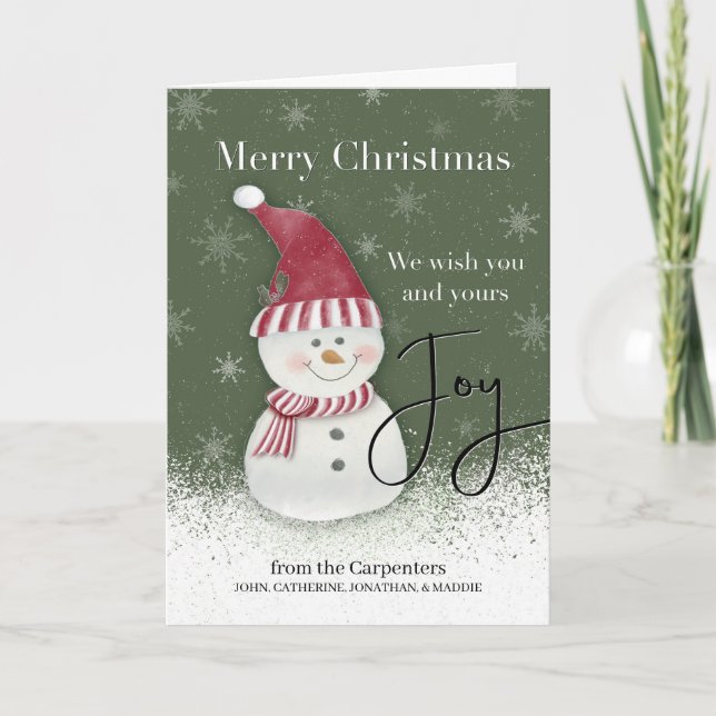 Christmas Joy Snowman from Custom Name  Card (Front)