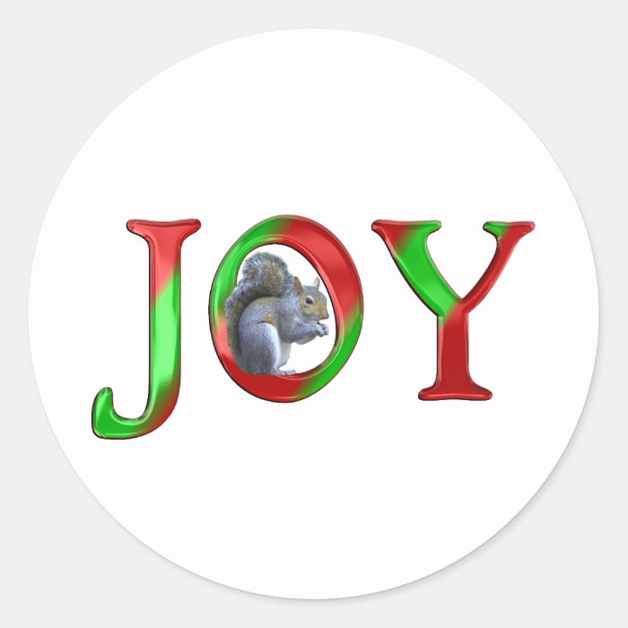 Christmas Joy Squirrel Round Sticker