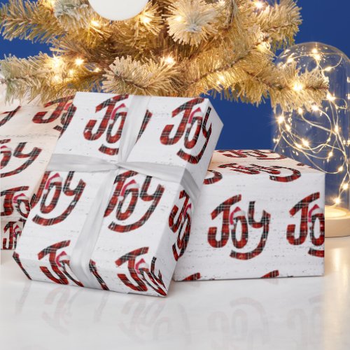 Christmas Joy Tartan Plaid Wrapping Paper