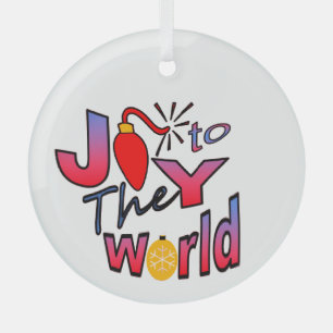 Christmas Joy To The World Glass Ornament