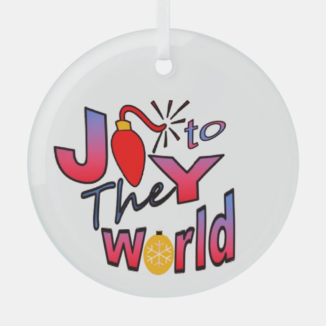 Christmas Joy To The World Glass Ornament (Front)