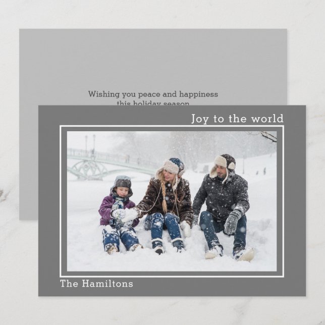 Christmas Joy To The World Photo Personalized Card (Front/Back)