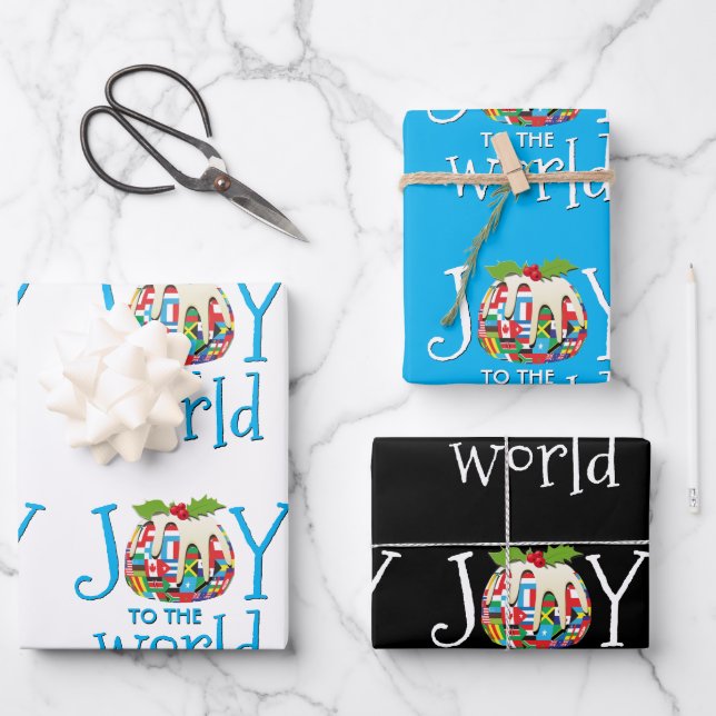 Christmas JOY TO THE WORLD  Wrapping Paper Sheets (Front)