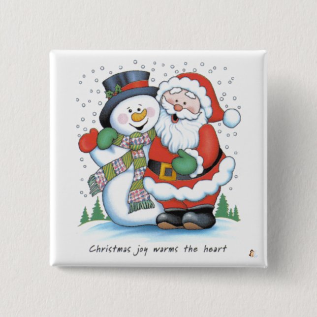 Christmas Joy Warms The Heart Pinback Button (Front)
