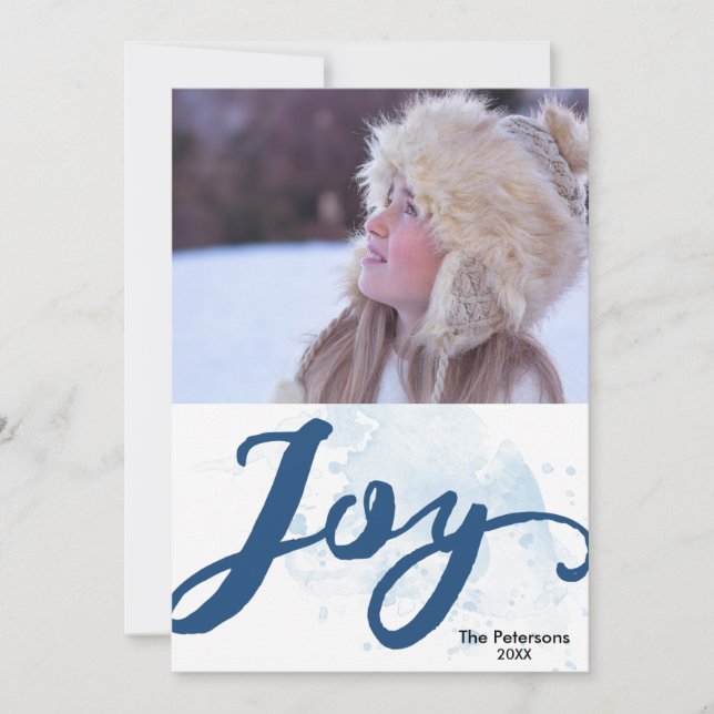 Christmas Joy Watercolor Brushstroke Holiday Photo (Front)
