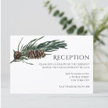 Christmas Joy | Watercolor Winter Reception Card<br><div class="desc">Pretty, elegant and modern wedding reception cards for your special occasion! The design matches with the rest of the Christmas Joy Collection. Perfect for the merry and joyful winter Christmas holiday season! Watercolor dark green pine tree leaf foliage border with brown pine cone frames the top left of your wedding...</div>