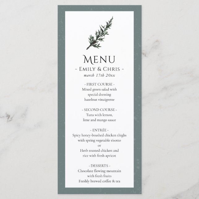 Christmas Joy | Watercolor Winter Wedding Menu (Front)