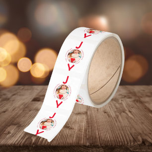 Christmas joy white red photo square sticker