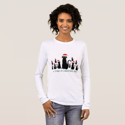 Christmas Joy With 12 Black Cats Long Sleeve Shirt