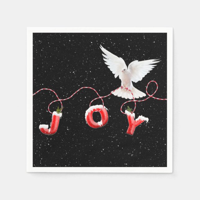 Christmas Joy with Dove and Snowflakes Napkins (Front)