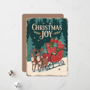 Christmas Joy with Reindeer and Sleigh Holiday Card