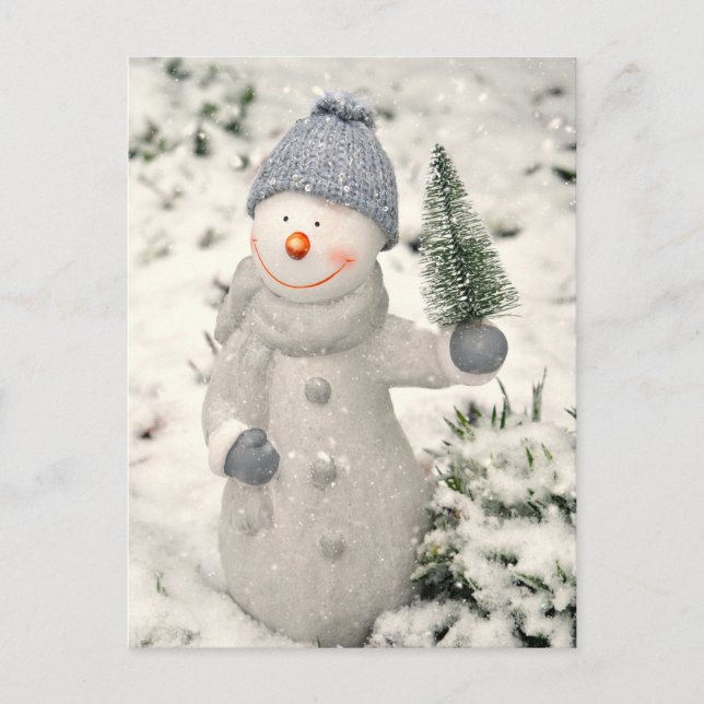 Christmas Joy with Smiling Snowman Postcard (Front)