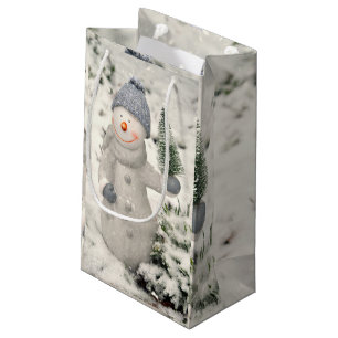 Christmas Joy with Smiling Snowman Small Gift Bag