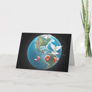 Christmas JOY with White Dove on Globe Card