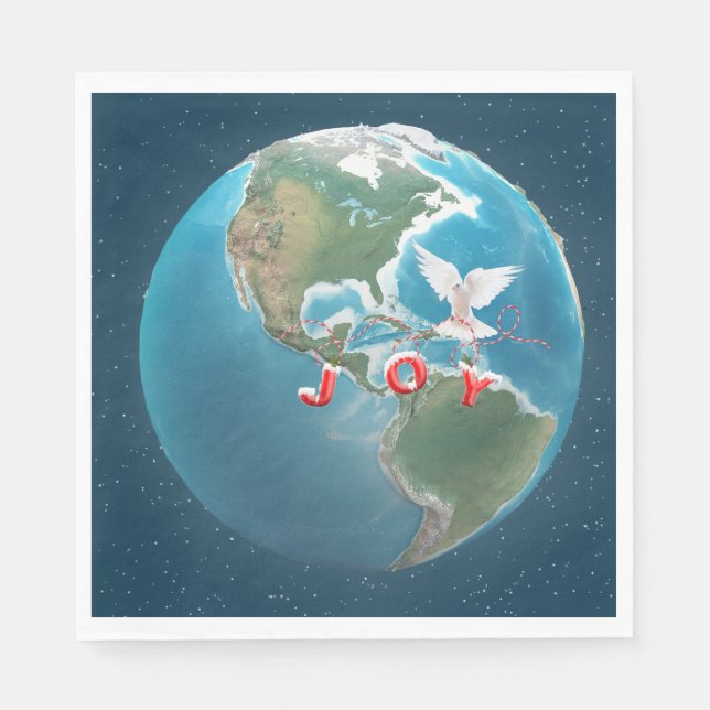 Christmas JOY with White Dove on World Napkins (Front)