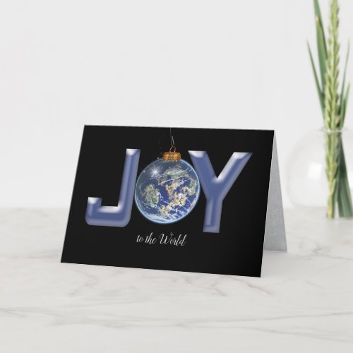 Christmas Joy world on black Holiday Card