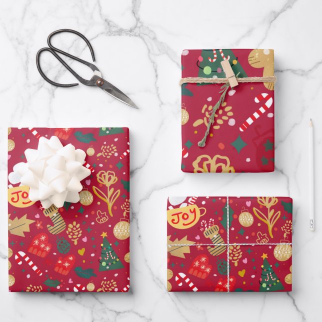 Christmas Joy Wrapping Paper Sheets (Front)