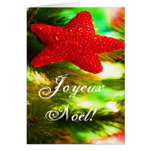 Christmas Joyeux Noel Red Christmas Star III Cards