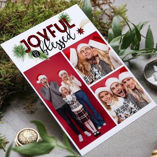 Christmas Joyful  Blessed Red Plaid Star 3 Photo